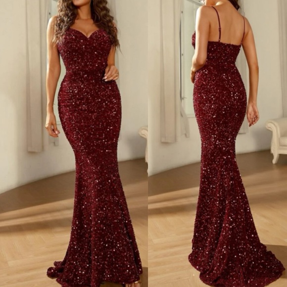 Luxurious mermaid hem sequins evening party formal gown dress - Picture 1 of 8